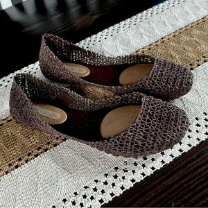 Melissa + Campana Brown Glitter Jelly Sandal Flat